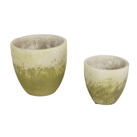 WEATHERED CEMENT FLOWER POT SET/2